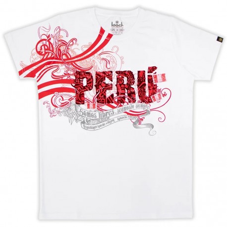 T-Shirt en coton Pima Blanc motif Somos Libres Looch - EL INTI - La Boutique péruvienne